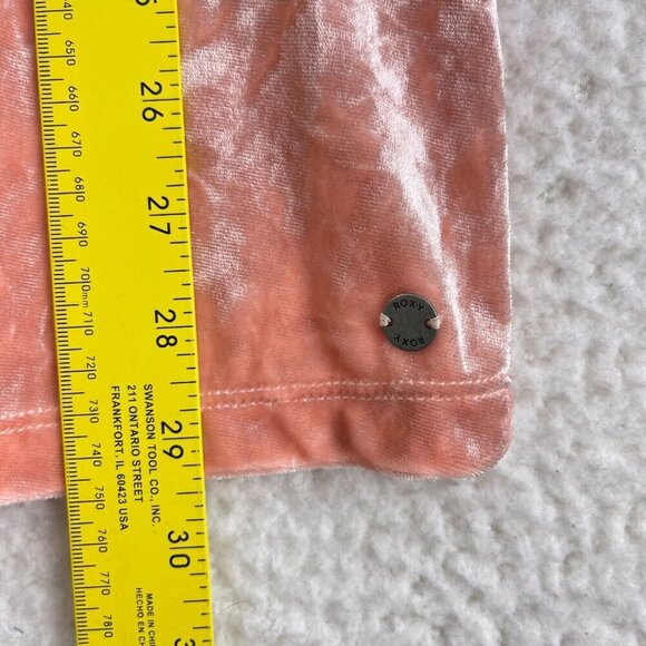 Roxy Peach Crushed Velvet Dress Youth Girls Short Flutter Sleeves Size Large - Picture 9 of 16